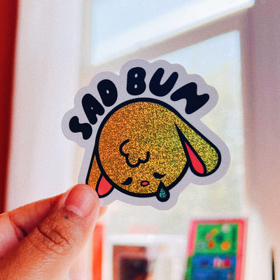 SadBun Glitter Sticker