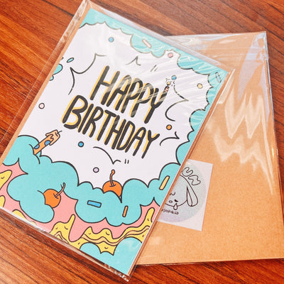 Blue Cake Birthday Greeting Card
