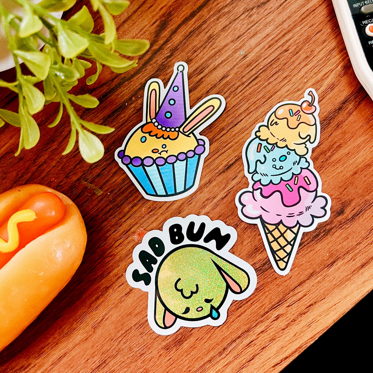 SadBun Glitter Sticker