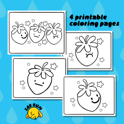 Sad Bun's Strawberry Emotions - Printable Coloring Pages