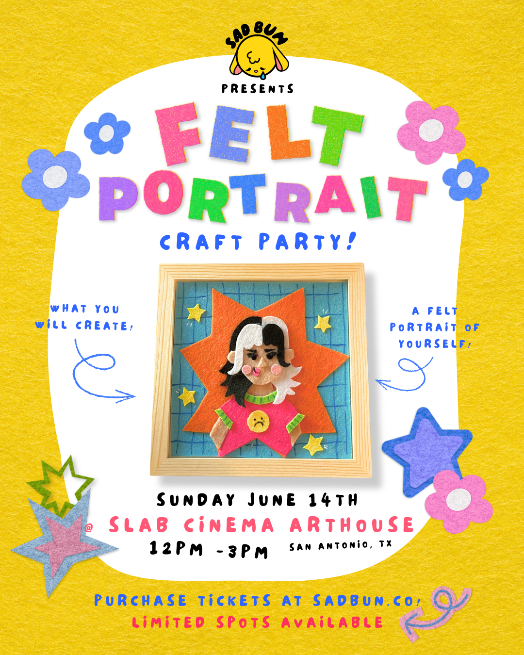 Felt Portrait Craft Event - 1 TICKET