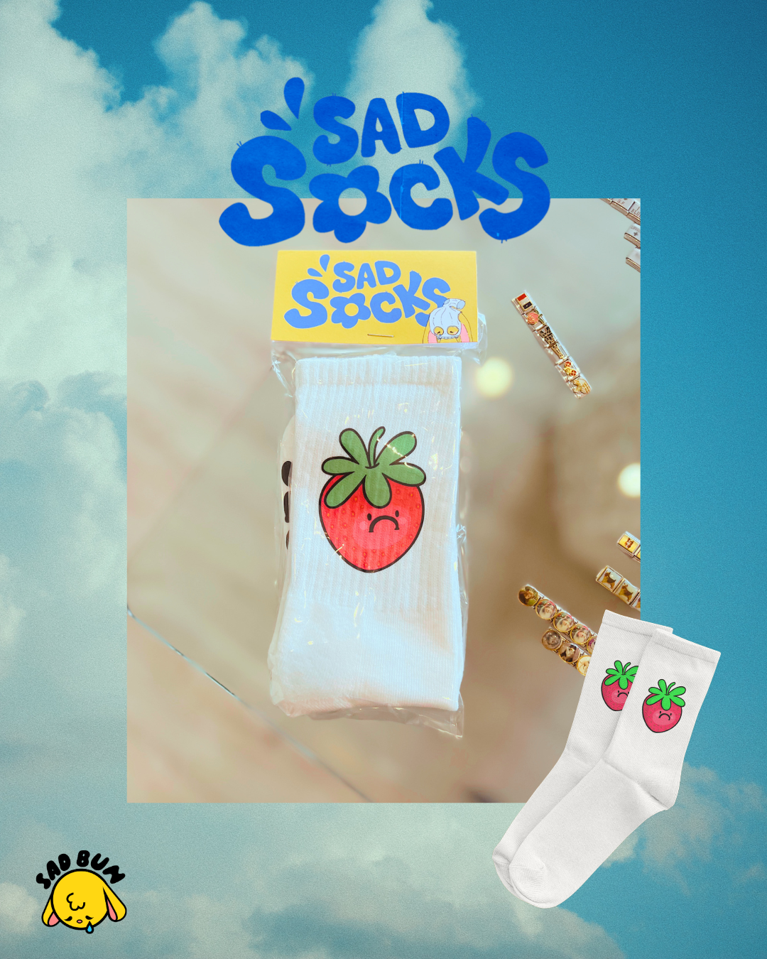 Sad Strawberry Socks