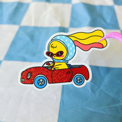 SadBun Livin' Life Glitter Sticker