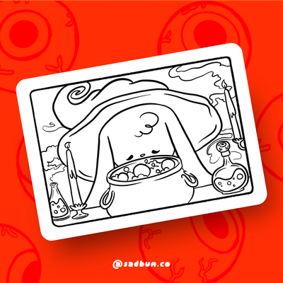 SAD BUN WITCH Coloring Print