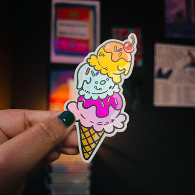 Ice Cream Holographic Sticker