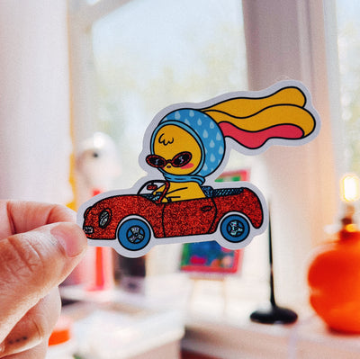 SadBun Livin' Life Glitter Sticker
