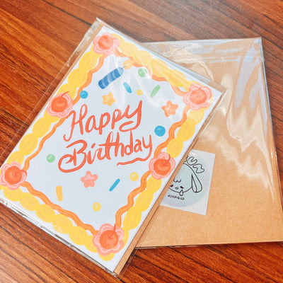 Yellow Cake Birthday Greeting Card