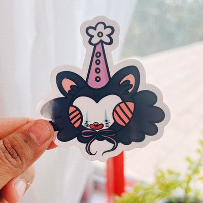 CLOWN CAT STICKER - BLACK