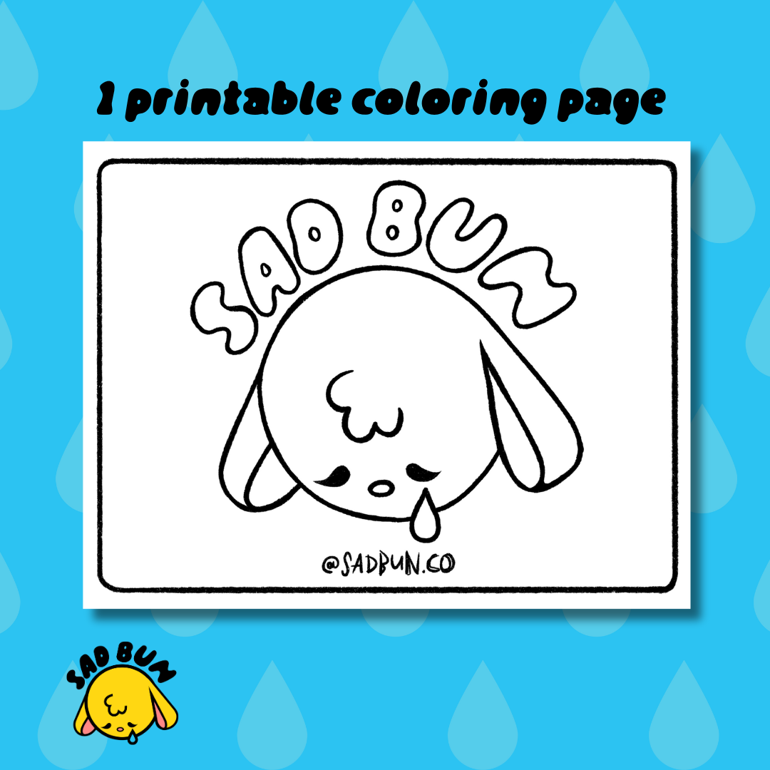FREE SadBun Printable Coloring Page